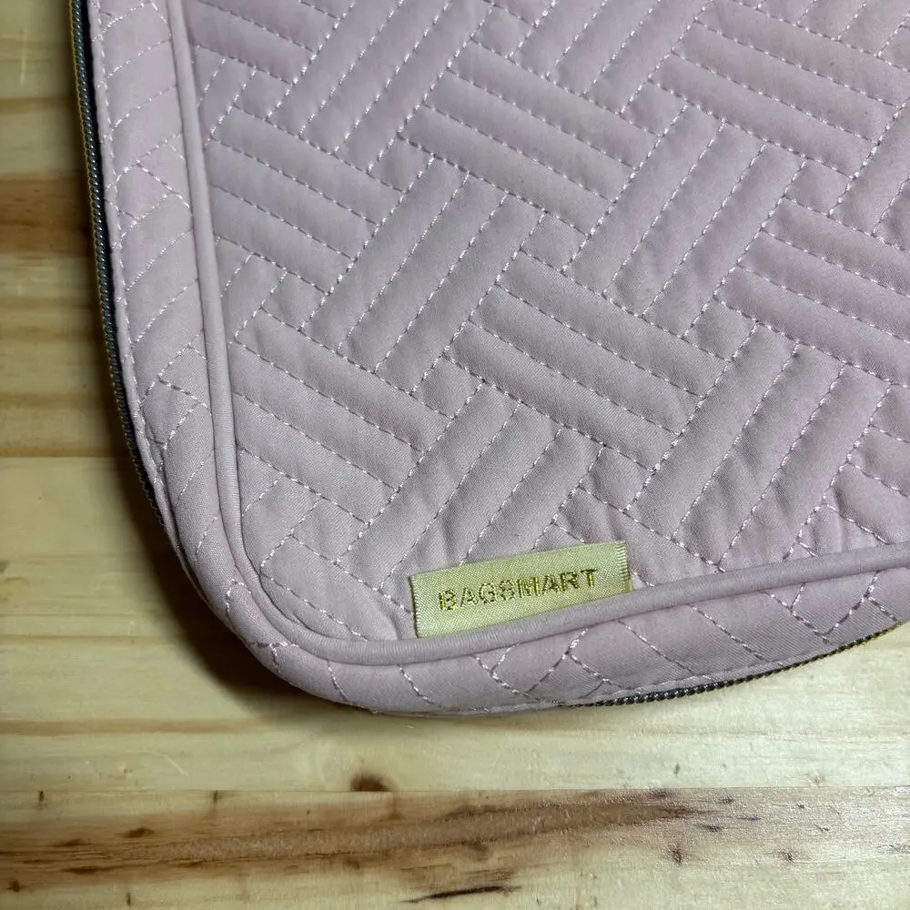 Bagsmart Womens Jewelry Case Organizer Travel Pink Blush Quilted Zip Around